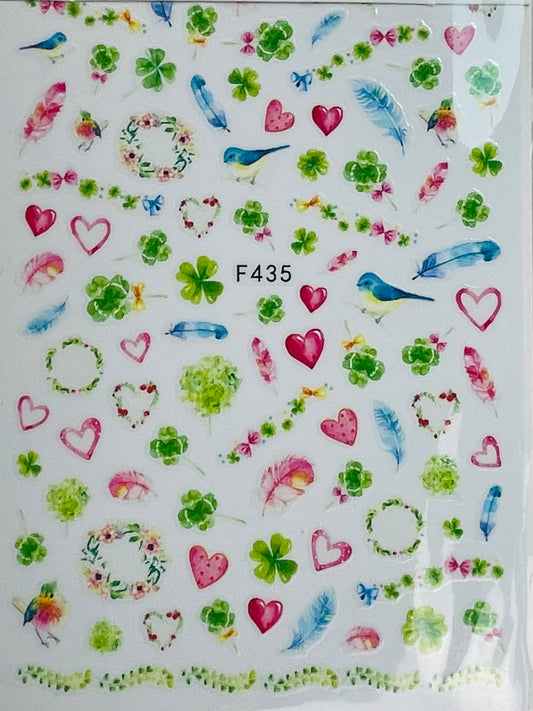 Spring Hearts & Clover Stickers