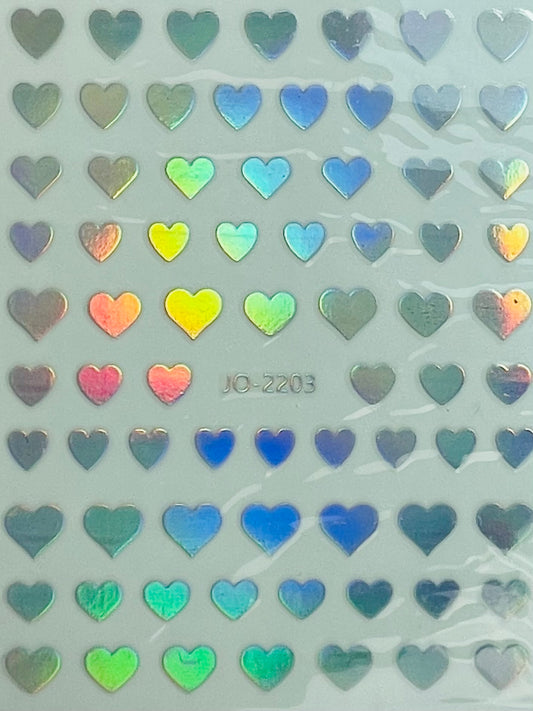 Silver Holo Heart Stickers