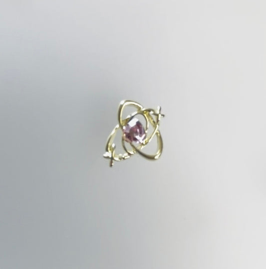 Pink Heart Gold XO Charm- 10 Pieces